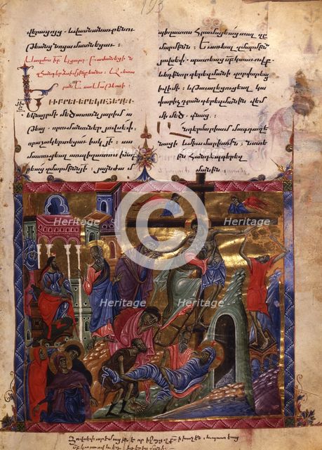 The Deposition (Manuscript illumination from the Matenadaran Gospel), 1286.
