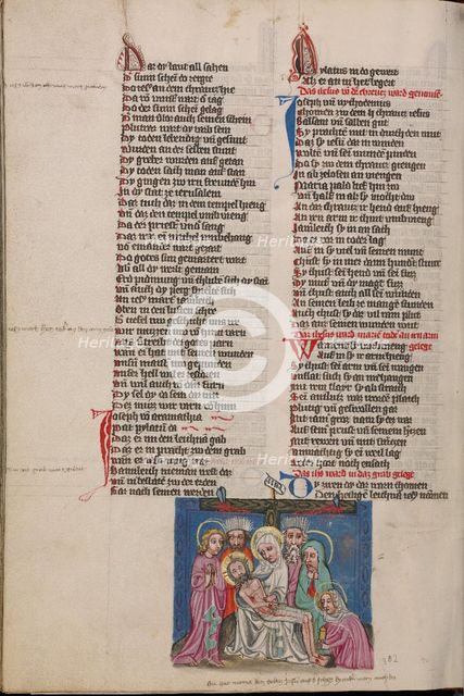 The Deposition; Weltchronik, about 1400-1410. Creator: Unknown.