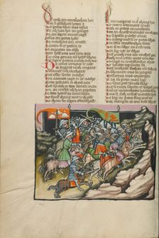 The Departure for the Battle near Gideon; Weltchronik, about 1400-1410. Creator: Unknown
