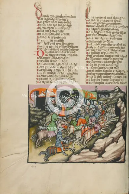 The Departure for the Battle near Gideon; Weltchronik, about 1400-1410. Creator: Unknown.