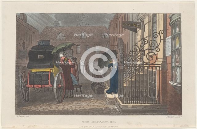 The Departure, from "Poetical Sketches of Scarborough", 1813., 1813. Creators: Joseph Constantine Stadler, Thomas Rowlandson.