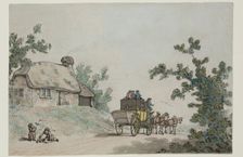 The Departure of the Coach, c1785. Creator: Circle of Thomas Rowlandson