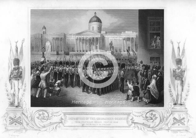 The departure of the Grenadier Guards, Trafalgar Square, London, 1854 (1857).Artist: DJ Pound
