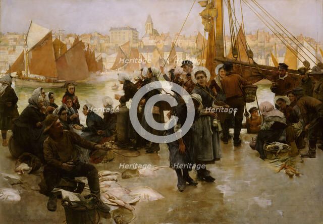 The Departure Of The Fishing Fleet, Boulogne, 1891. Creator: Albert Chevallier Tayler.