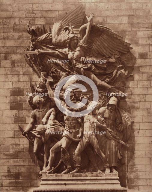 The Departure of the Volunteers of 1792, Arch of Triumph, Paris, by F. Rude, between 1867 and 1870. Creators: Adolphe Braun, Francois Rude.