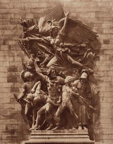 The Departure of the Volunteers of 1792, Arch of Triumph, Paris, by F. Rude, between 1867 and 1870. Creators: Adolphe Braun, Francois Rude