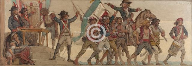 The departure of conscripts, The homeland in danger: Sketch for the school in rue de Chatea..., 1879 Creator: Diogene Ulyssee Napoleon Maillart.