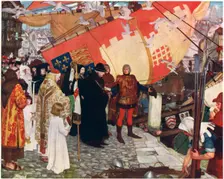 The Departure of John and Sebastian Cabot from Bristol in 1497 c1900-1930Artist: Ernest Board