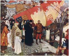 The Departure of John and Sebastian Cabot from Bristol in 1497 c1900-1930Artist: Ernest Board