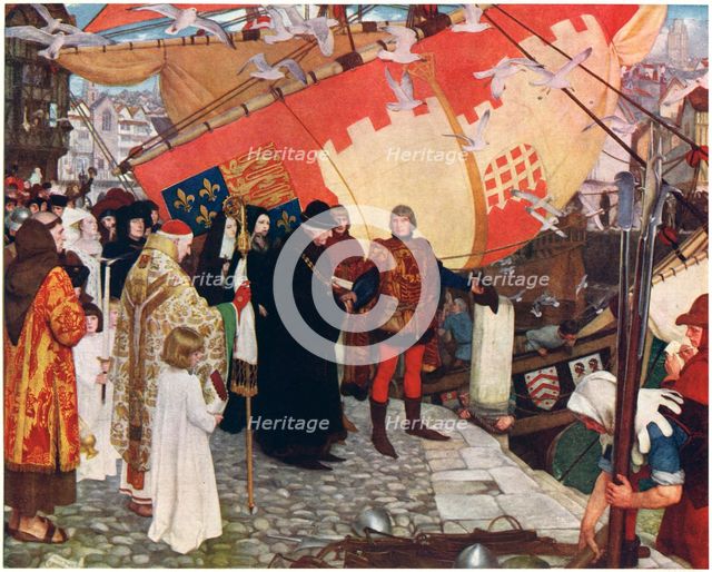 'The Departure of John and Sebastian Cabot from Bristol in 1497', c1900-1930Artist: Ernest Board
