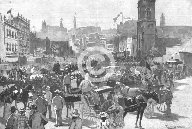 ''The Departure of Lord and Lady Carrington from Sydney for England; The Procession passing down Geo Creator: Unknown.