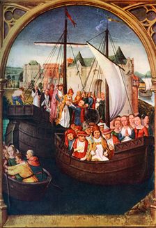 The Departure of St Ursula from Basel before 1489, (c1900-1920).Artist: Hans Memling