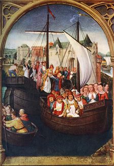 The Departure of St Ursula from Basel before 1489, (c1900-1920).Artist: Hans Memling