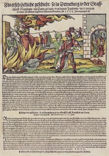 The Derenburg witch trial. Popular print , 1555