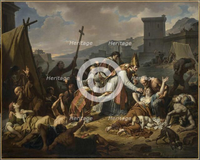 The Devotion of Monsignor de Belsunce during the Plague of Marseille, 1720, before 1819. Creator: Monsiaux, Nicolas André (1754-1837).