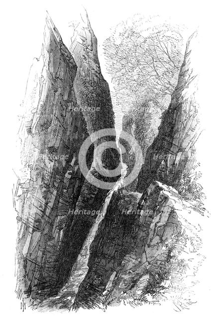 The Devon Valley Railway in Scotland: gorge in the Burn of Care, Castle Campbell, 1869. Creator: Unknown.