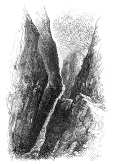 The Devon Valley Railway in Scotland: gorge in the Burn of Care, Castle Campbell, 1869. Creator: Unknown