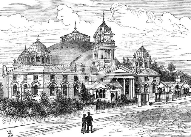 The Devonshire Hospital, Buxton, with the additional building, 1881. Creator: Unknown.