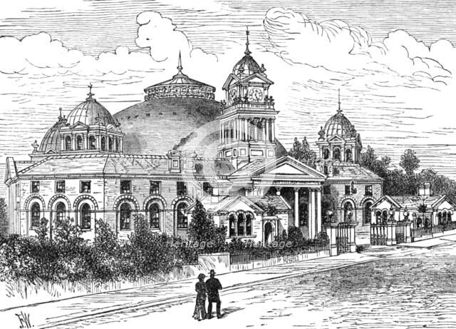 The Devonshire Hospital, Buxton, with the additional building, 1881. Creator: Unknown.