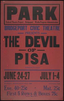 The Devil of Pisa, Bridgeport, CT, 1937. Creator: Unknown