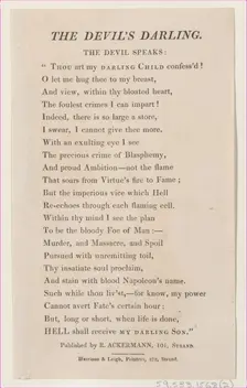 The Devil's Darling: Text, March 12, 1814. Creator: Unknown