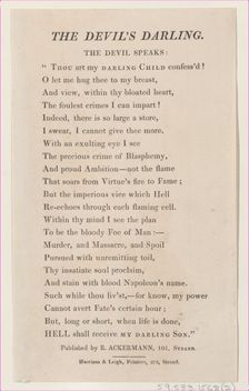 The Devil's Darling: Text, March 12, 1814. Creator: Unknown