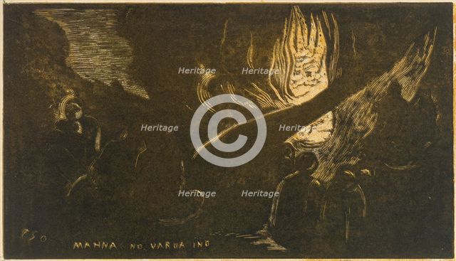 The Devil Speaks (Mahna No Varua Ino), from Fragrance (Noa Noa), 1893-94., 1893-94. Creator: Paul Gauguin.