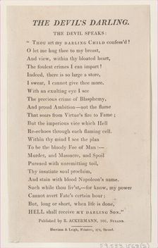 The Devil's Darling: Text, March 12, 1814. Creator: Unknown