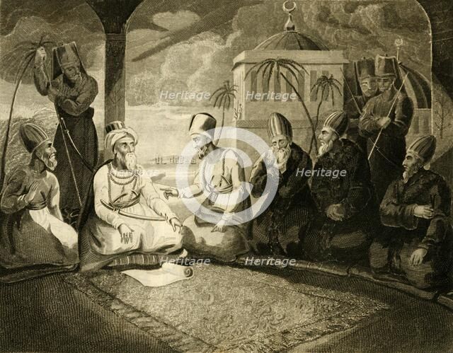 'The Dey of Algiers consulting his council on the arrival of the English Fleet', 1816. Creator: Unknown.