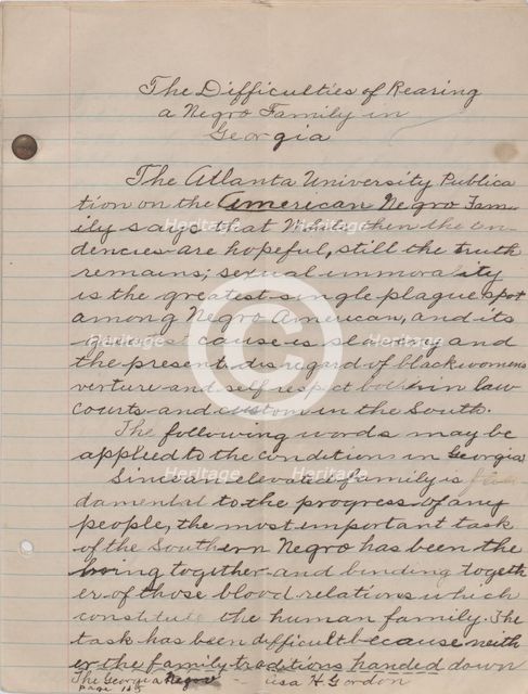 The Difficulty of Rearing a Negro Family in Georgia, 1940. Creator: Unknown.