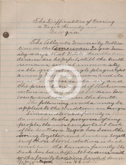 The Difficulty of Rearing a Negro Family in Georgia, 1940. Creator: Unknown.