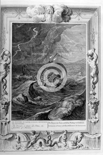 The Dioscuri (Castor and Pollux) protect a ship, 1733. Artist: Bernard Picart