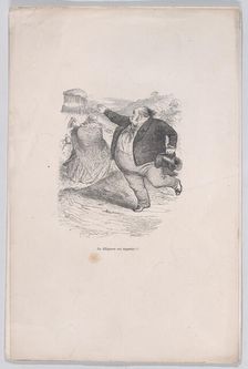 The diligence is gone!!! from the Little Miseries of Human Life, 1843. Creator: Brugnot