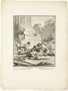 The Dimple, or The Game of Stones, from The Games of the Urchins of Paris, 1770. Creator: Jean Baptiste Tilliard