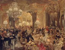 The Dinner at the Ball, 1878. Artist: Menzel, Adolph Friedrich, von (1815-1905)