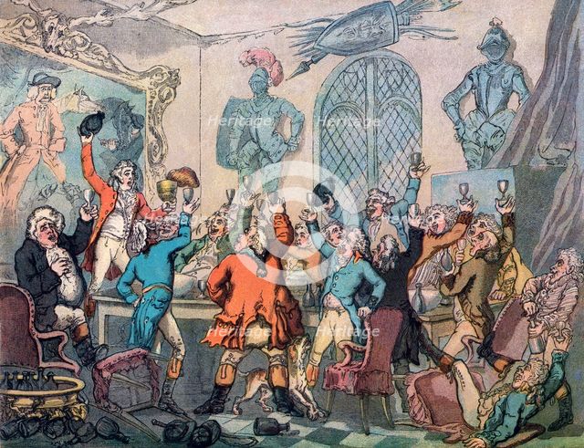 The Dinner, Humours of Fox Hunting, 1799.Artist: Thomas Rowlandson
