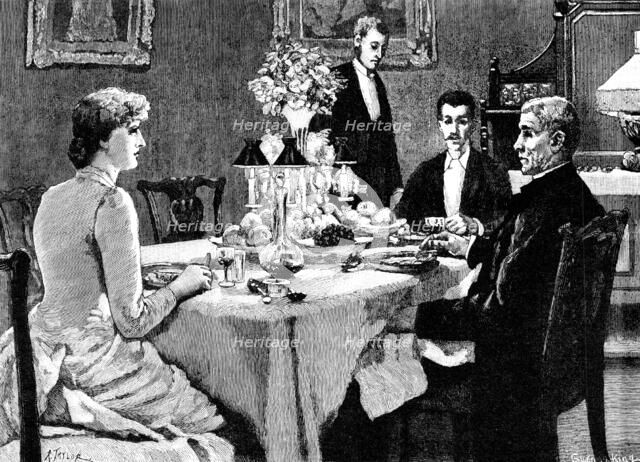 The dinner passed off without a hitch; the topic of conversation was chiefly Cambridge..., 1883. Creator: R. Taylor.