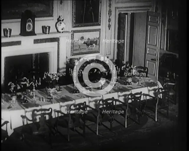 The Dining Room of the Queen's Dollhouse With the Table Set For Dinner, 1924. Creator: British Pathe Ltd.