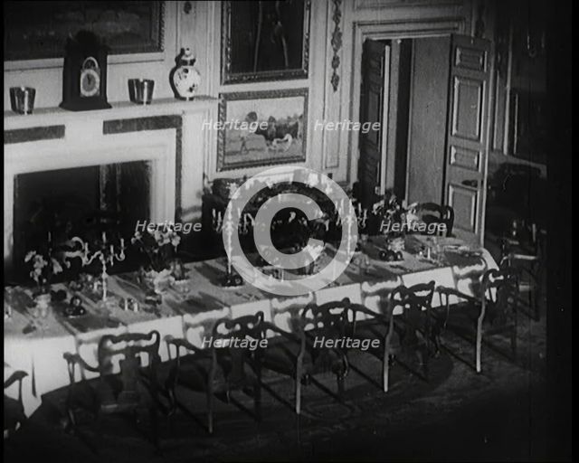 The Dining Room of the Queen's Dollhouse With the Table Set For Dinner, 1924. Creator: British Pathe Ltd.