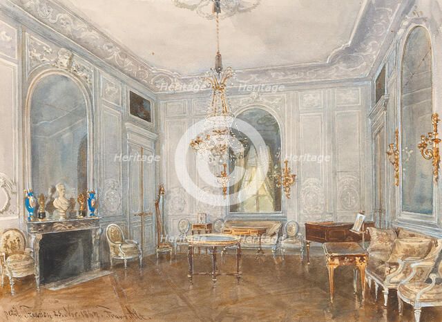 The dining room at the Petit Trianon, Versailles, 1867. Creator: Alt, Franz (1821-1914).