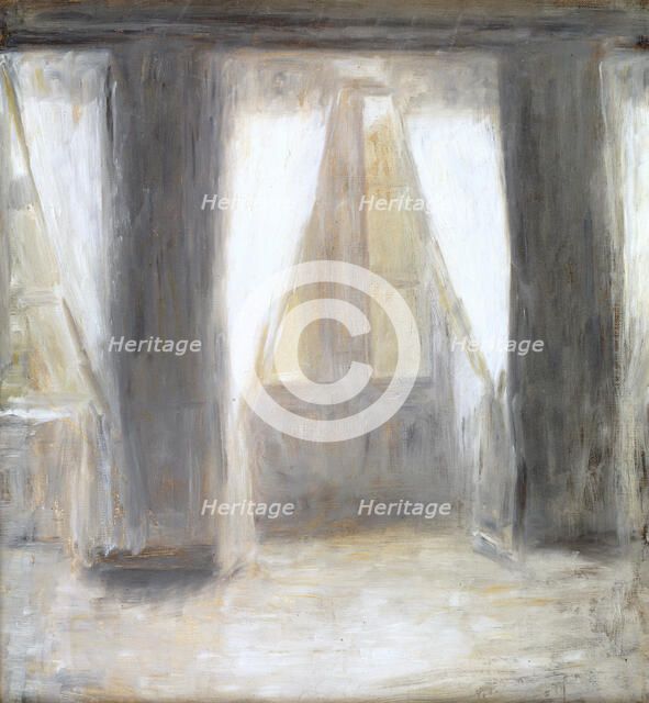 The Dining Room in the Artist's Home in Frederiksberg Allé, Copenhagen, 1887. Creator: Vilhelm Hammershøi.