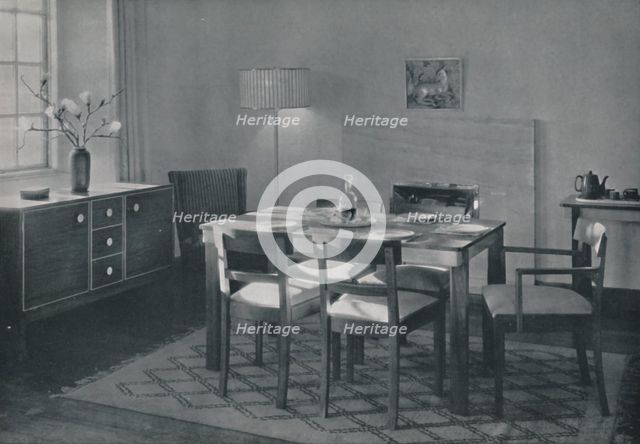 'The Dining Room - Walnut and sycamore furniture', 1942.  Artist: Unknown.
