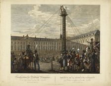 The Dismantling of the statue of Napoleon I from the top of the Vendôme column, April 8, 1814. Creator: Opiz, Georg Emanuel (1775-1841)