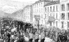 The Disaster at Nice: funeral passing through the Rue Cassini, 1881. Creator: Unknown