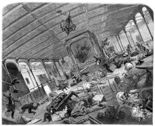The Disaster to the Great Eastern: state of her Grand Saloon during the gale, 1861. Creator: Unknown