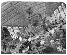 The Disaster to the Great Eastern: state of her Grand Saloon during the gale, 1861. Creator: Unknown