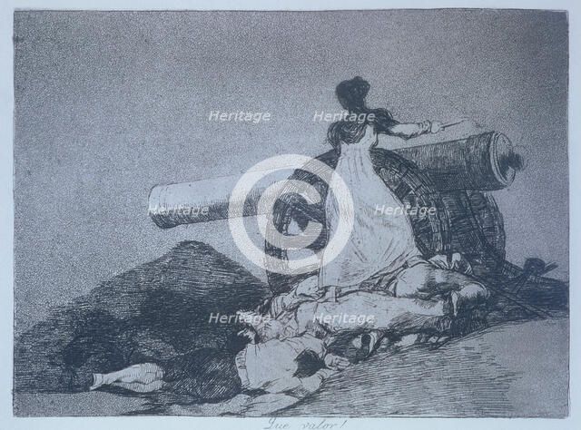The Disasters of War, a series of etchings by Francisco de Goya (1746-1828), plate 7: 'Qué valor'…