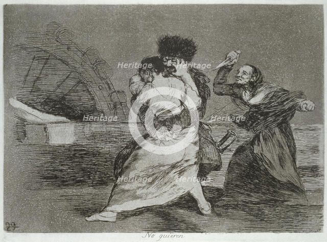 The Disasters of War, a series of etchings by Francisco de Goya (1746-1828), plate 9: 'No quieren…