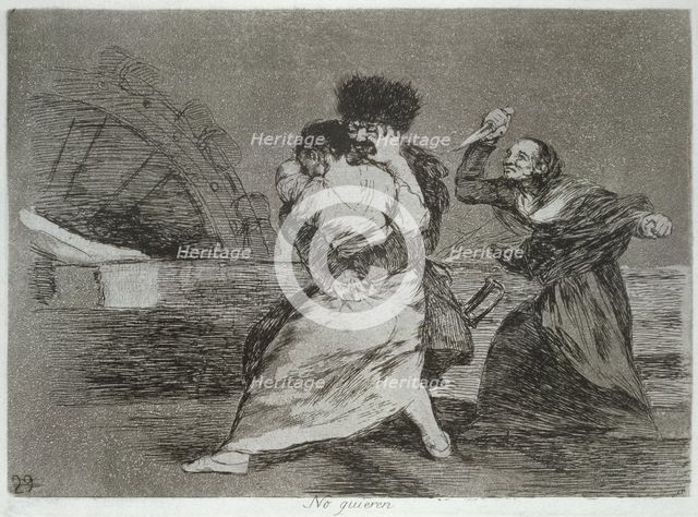 The Disasters of War, a series of etchings by Francisco de Goya (1746-1828), plate 9: 'No quieren…