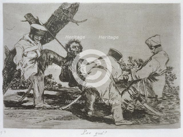 The Disasters of War, a series of etchings by Francisco de Goya (1746-1828), plate 32: 'Por qué?'…